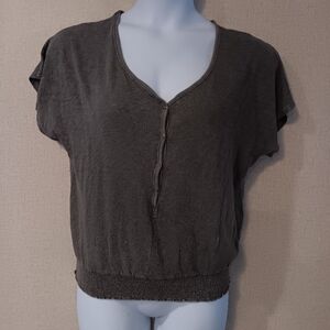 Hello Nite Casual V-Neck Gray Women's Top